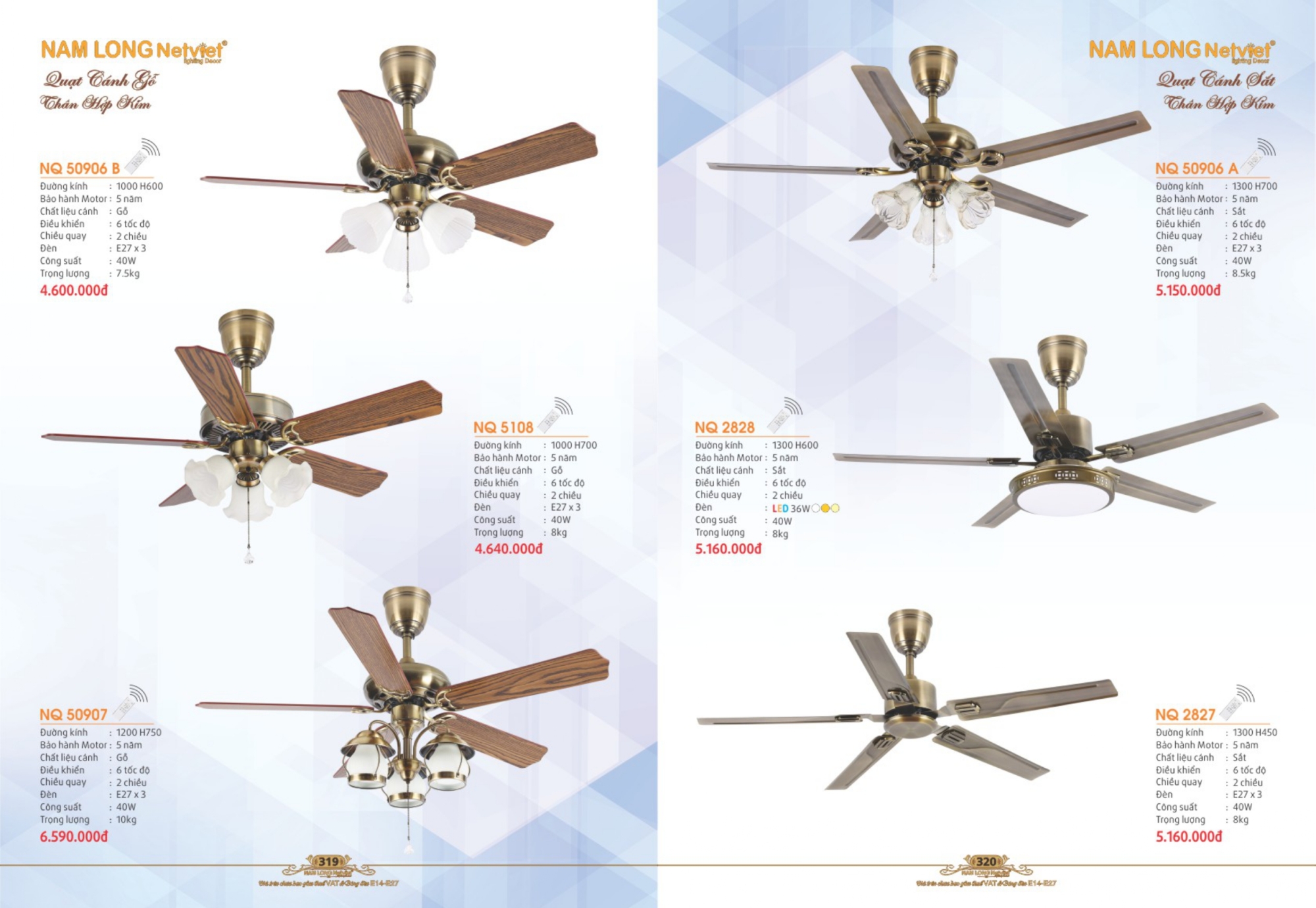 Bảng giá đèn trang trí Nam Long